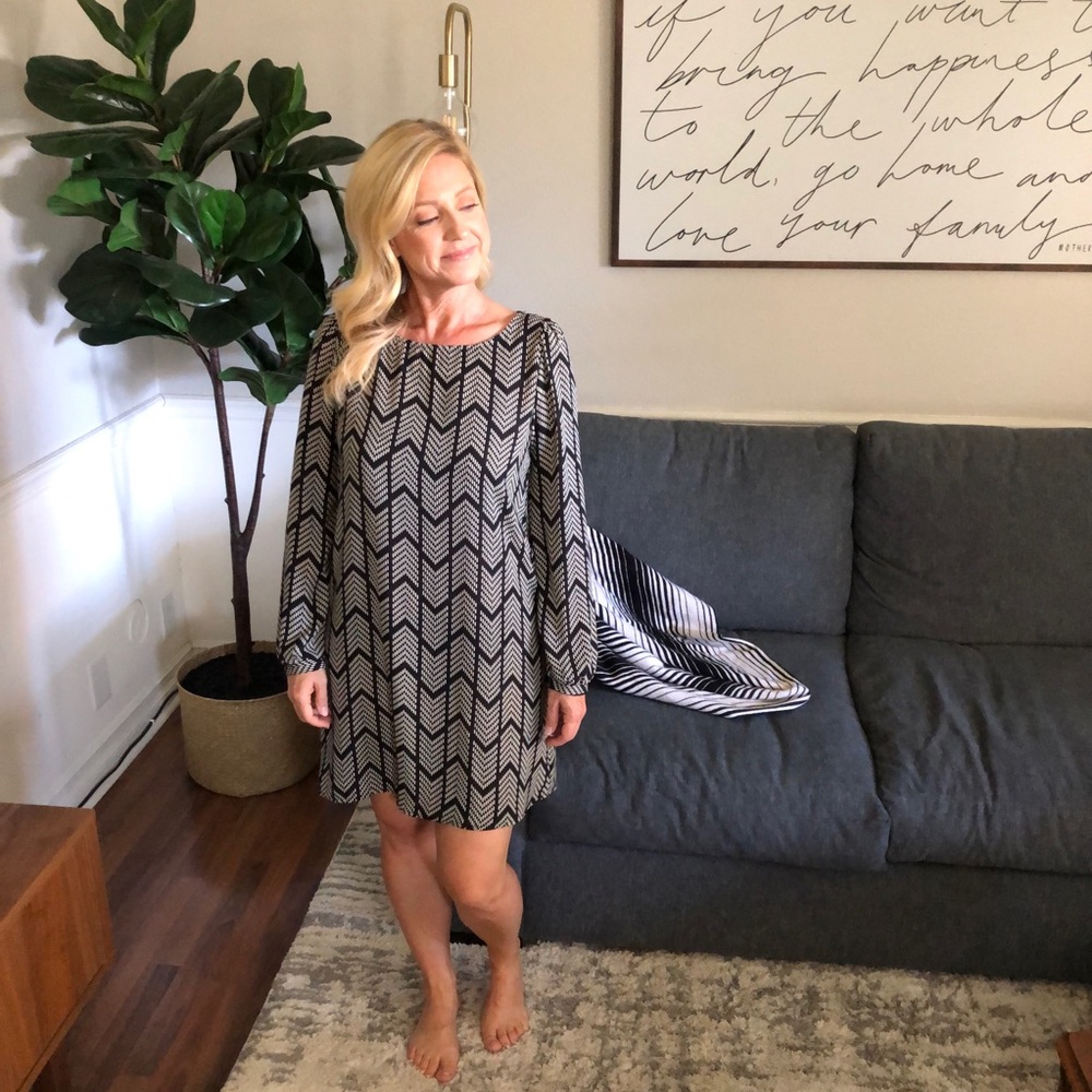 Chevron Design A Frame Midi Dress